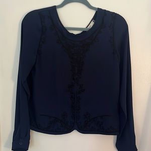 Gorgeous Navy Embroidered Blouse - perfect condition